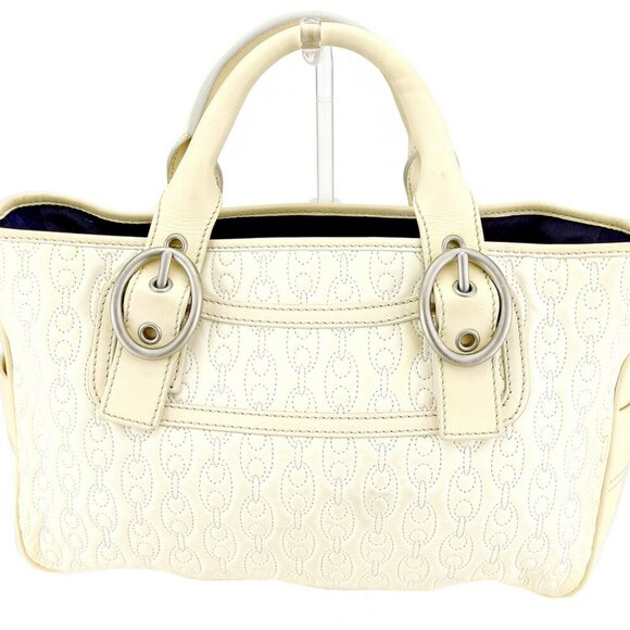 CELINE Handbag Boogie Bag Beige Leather Authentic Used T9367 - Picture 1 of 8